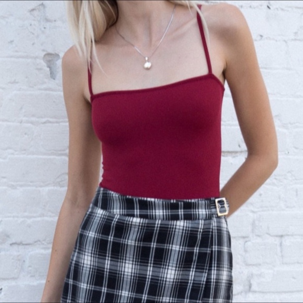 Never worn brandy melville dark red Anne bodysuit